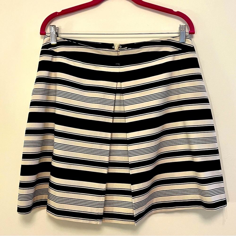Black & Off White Horizontal Stripe A-Line Skirt by Valerie Bertinelli